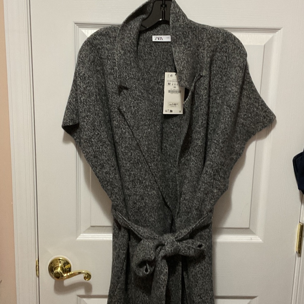 Zara Charcoal Knit Wrap Cardigan